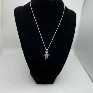 Sterling Silver 925 16” Bear Pendant Necklace.